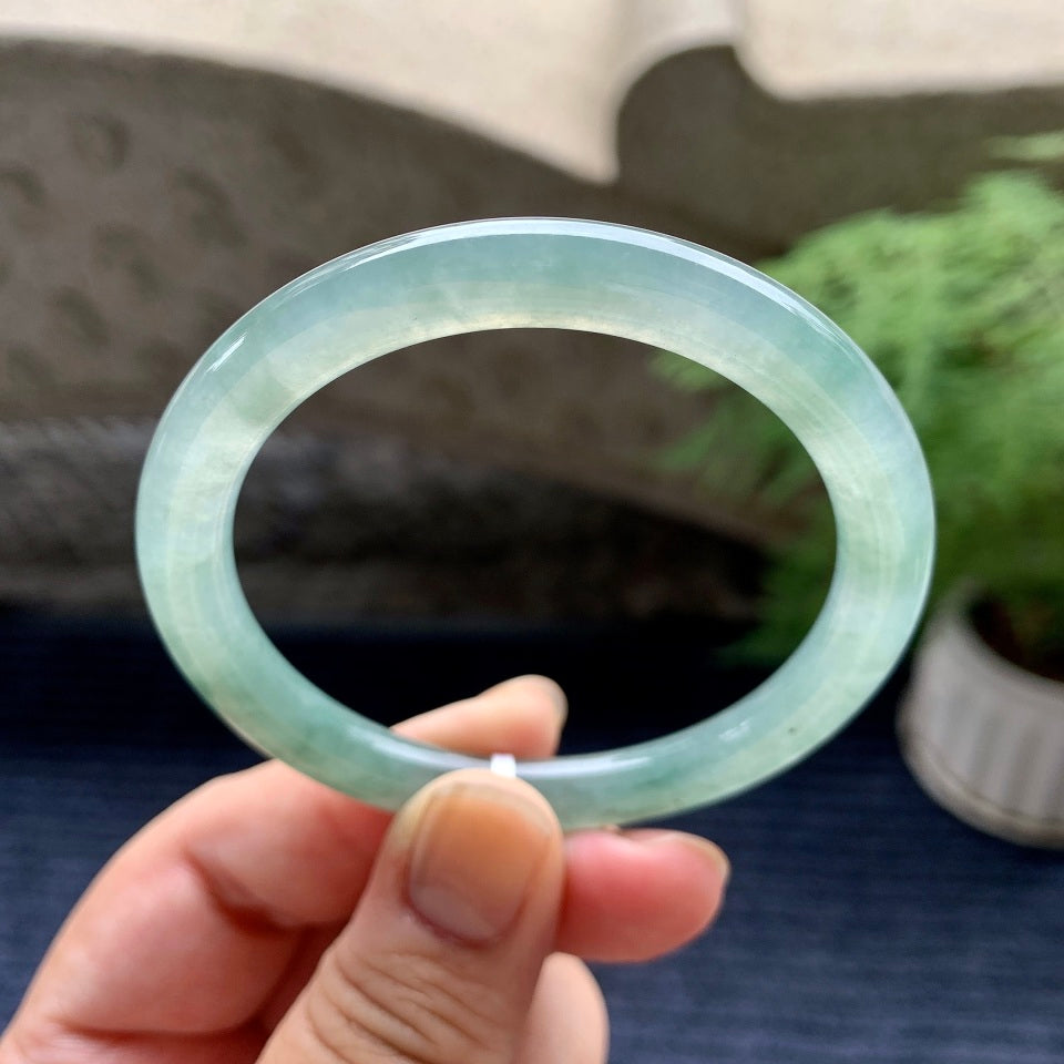 糯冰种晴底飘花圆条手镯（53.2mm）（yc101284）
