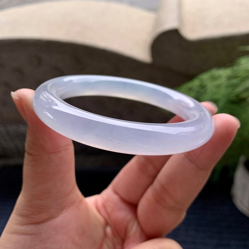 糯冰种淡紫罗兰圆条手镯（56mm）（yc101272）