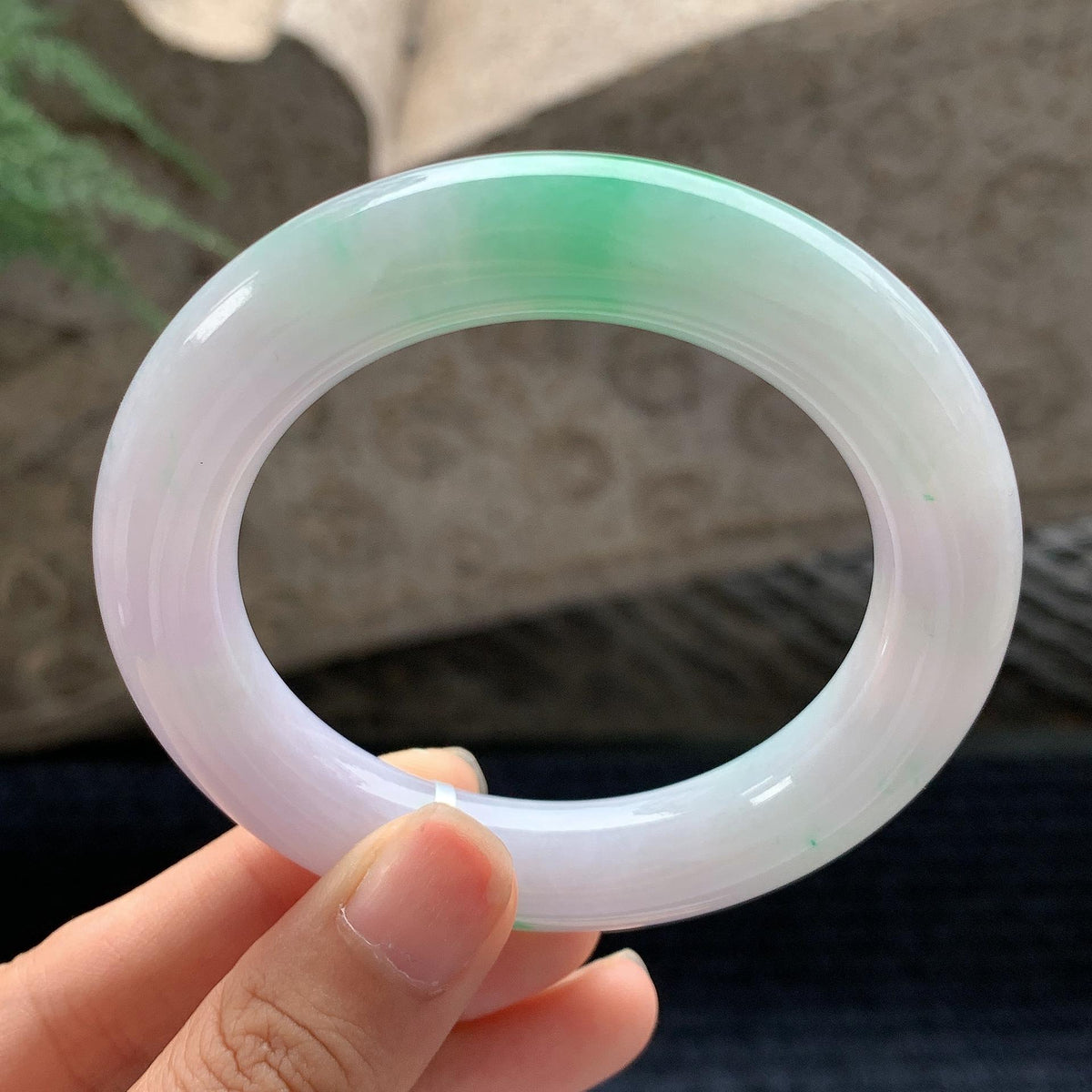 细糯种春彩圆条手镯 54圈 天然A货缅甸翡翠（yc694799）
