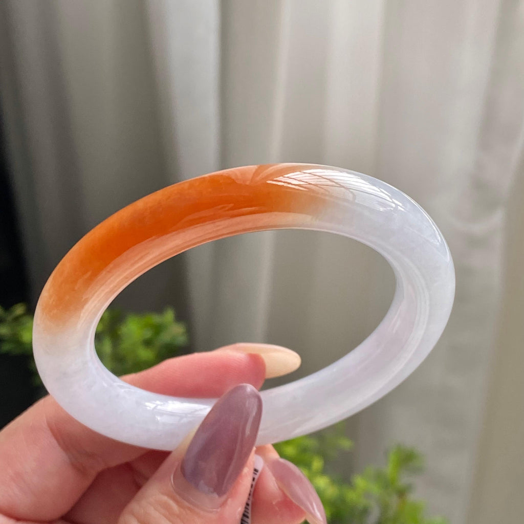 糯冰种黄翡圆条手镯（52圈）（yc200143）