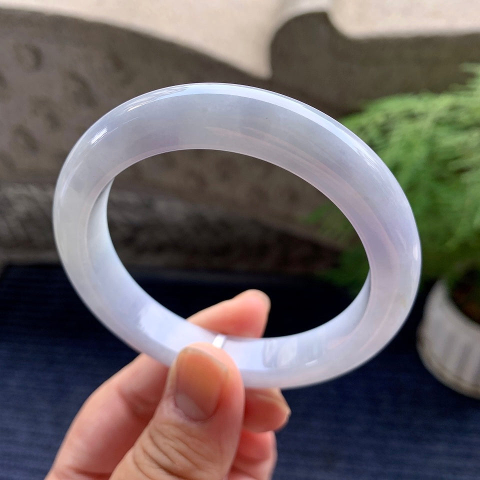 细糯种淡紫罗兰洒金平安镯（56.2mm）（yc093326）