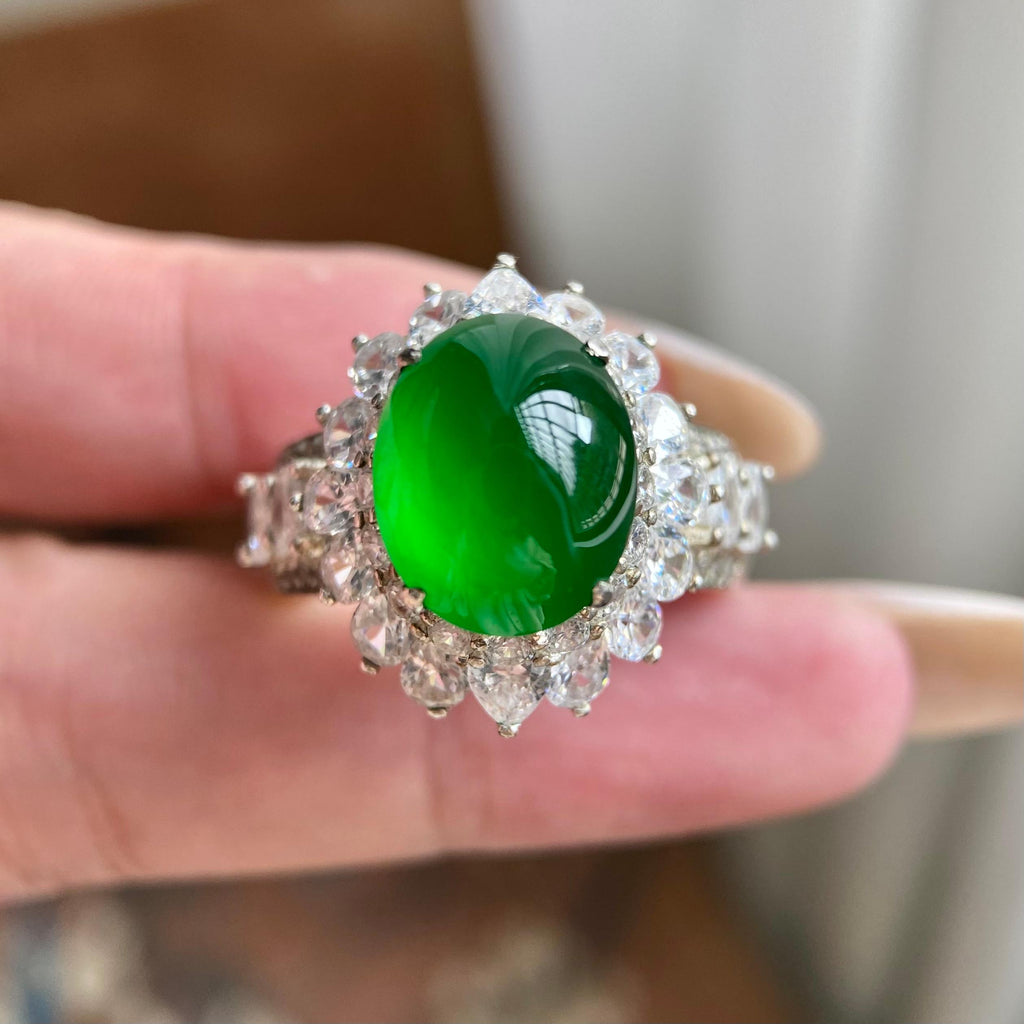 冰玻种帝王绿蛋面裸石（yc223611）