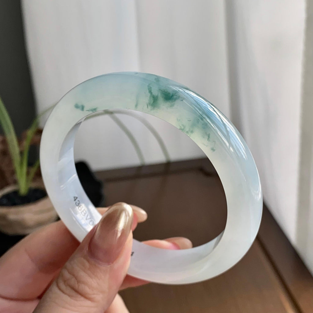 糯冰种飘花平安镯（57圈）（yc258983）