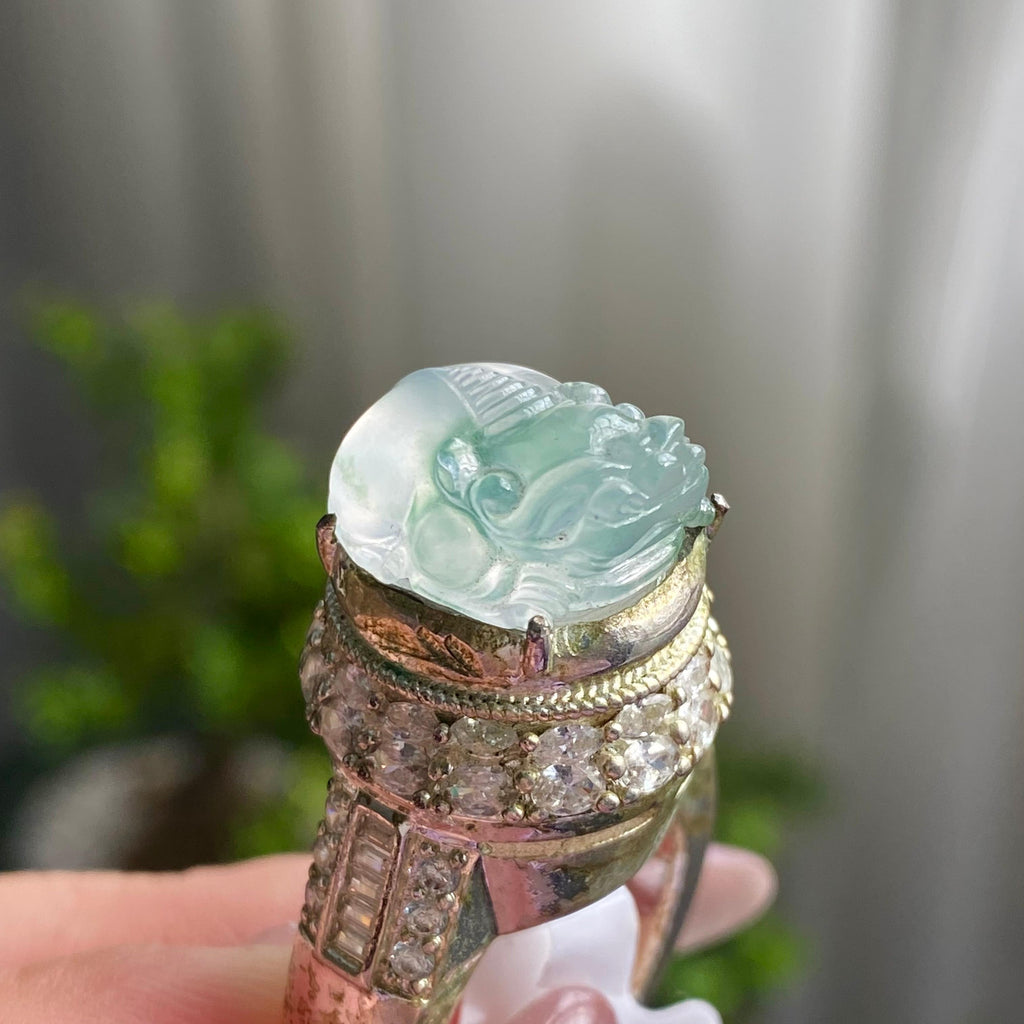 冰种飘花貔貅戒面裸石（yc199631）