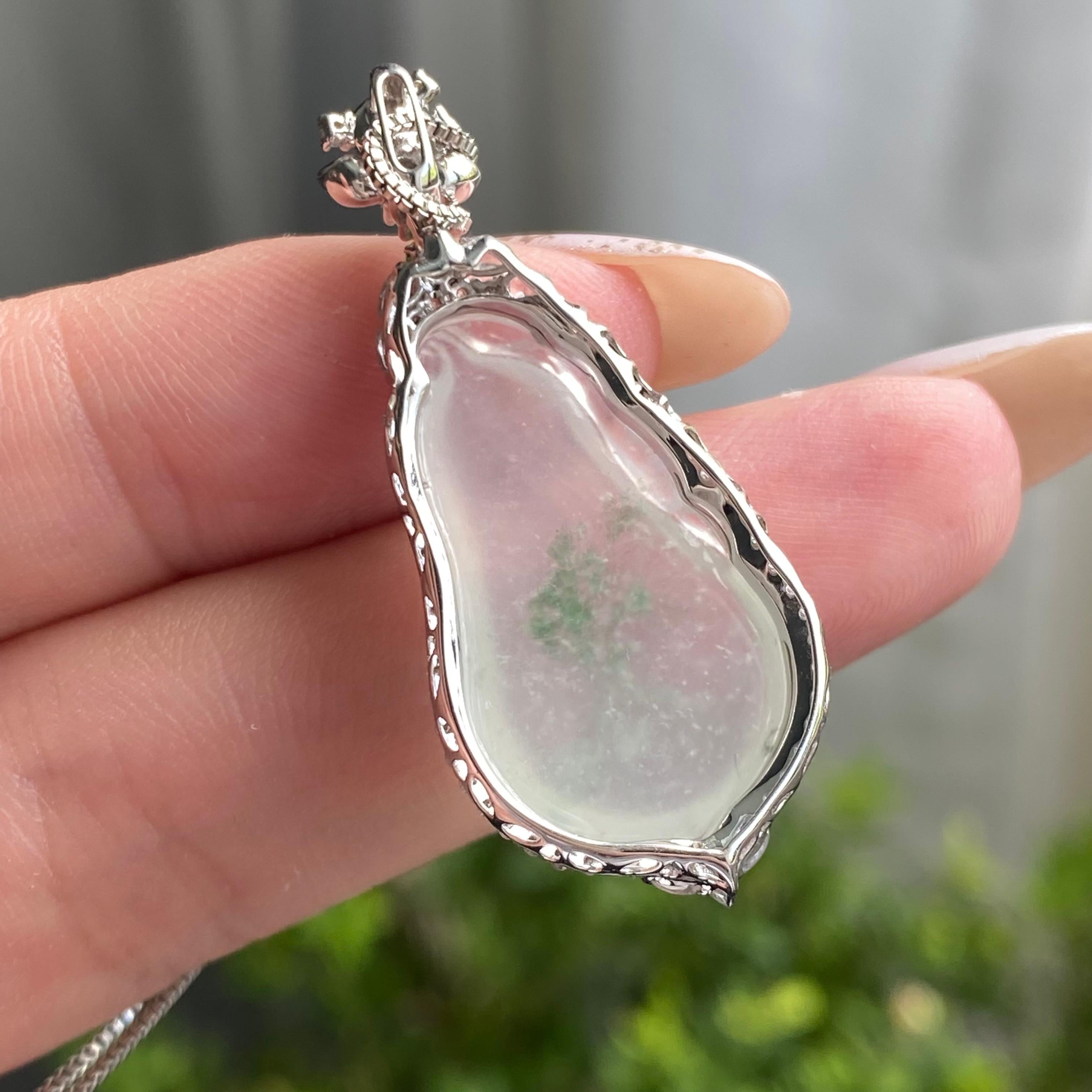 18k金钻镶冰种飘花福瓜吊坠（yc204539）