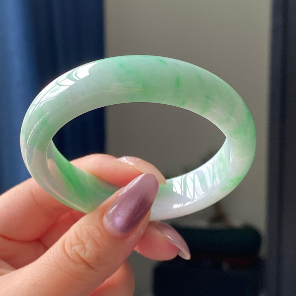 细糯种白底青平安镯手镯（53圈）（yc195685）