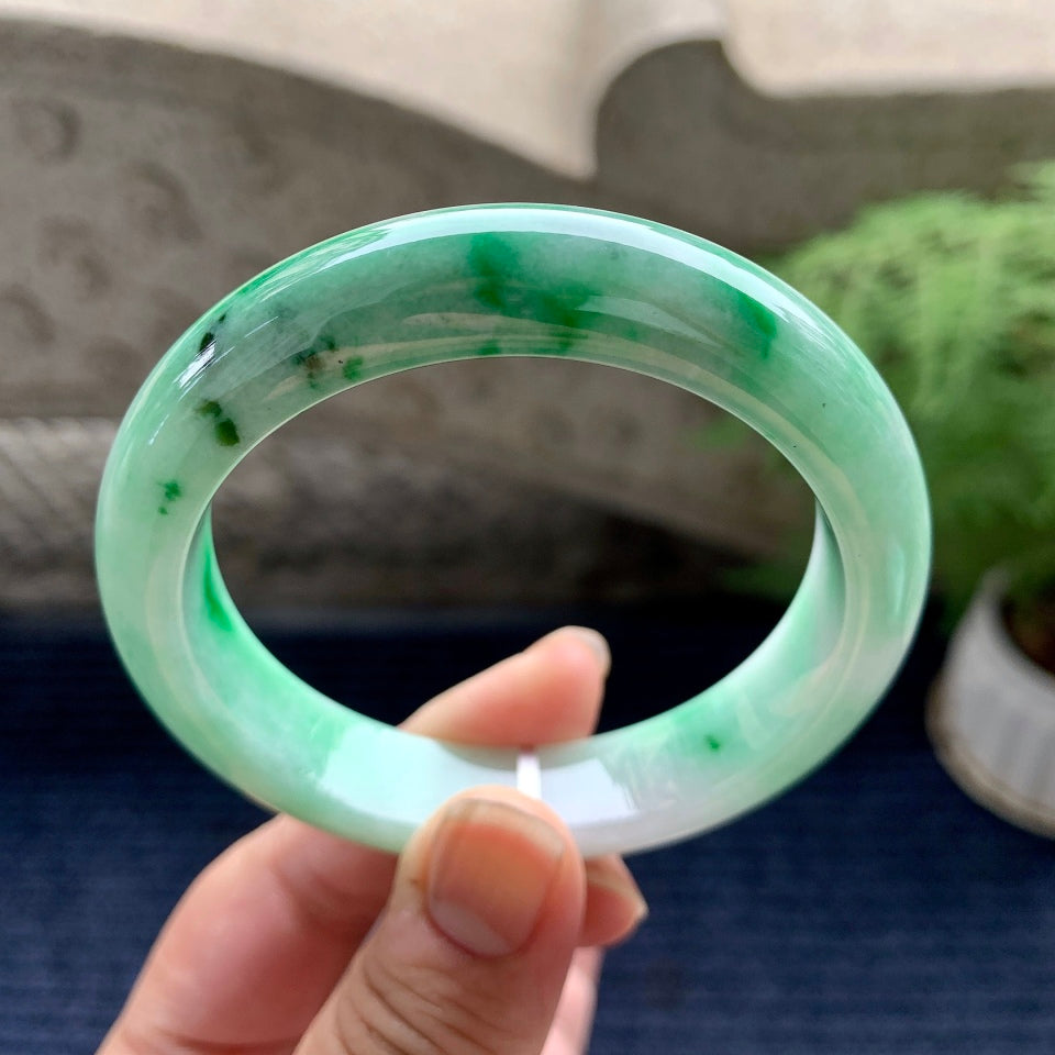 糯种飘绿平安镯（57mm）（yc089964）