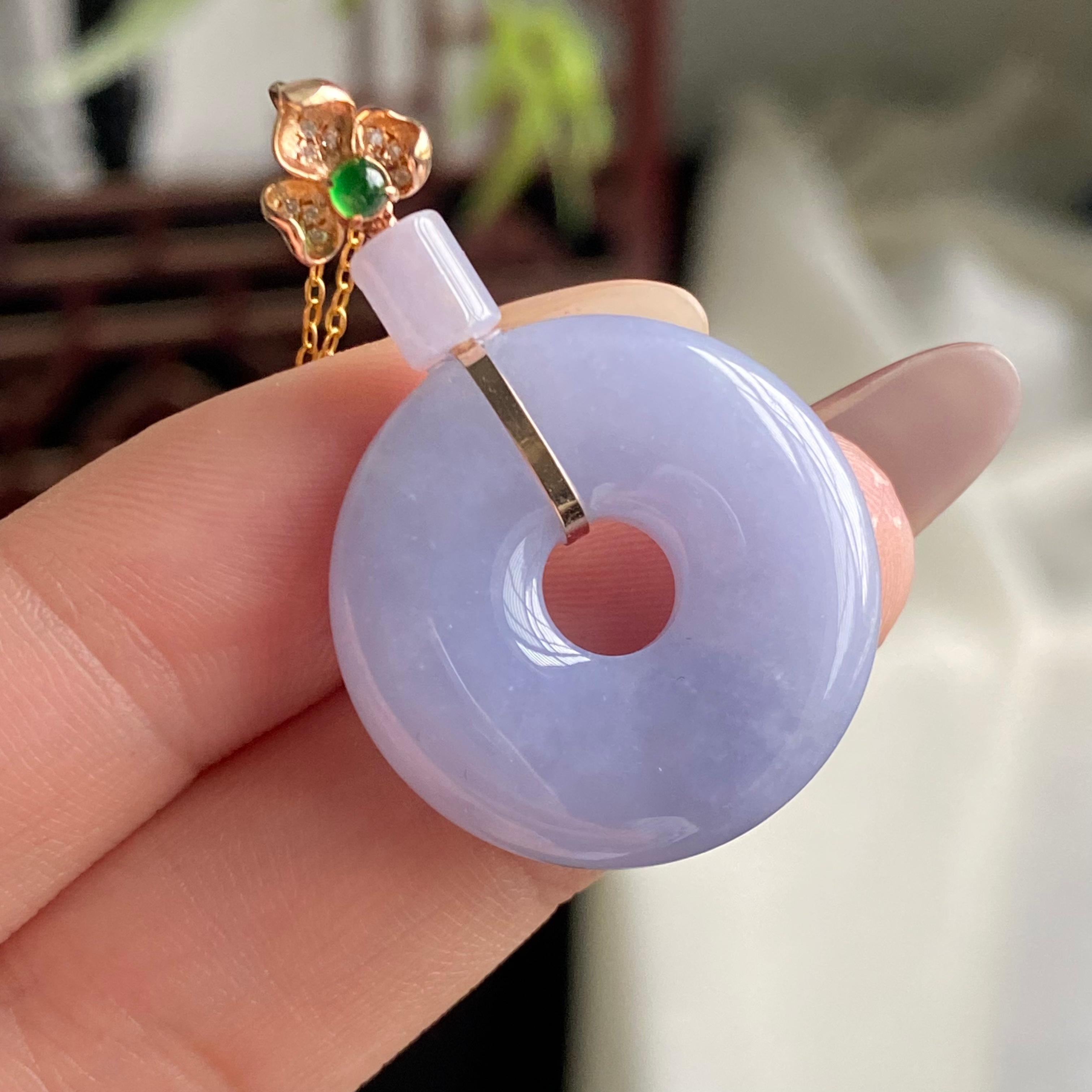 18k金钻镶细糯种紫罗兰甜甜圈吊坠（yc197327）