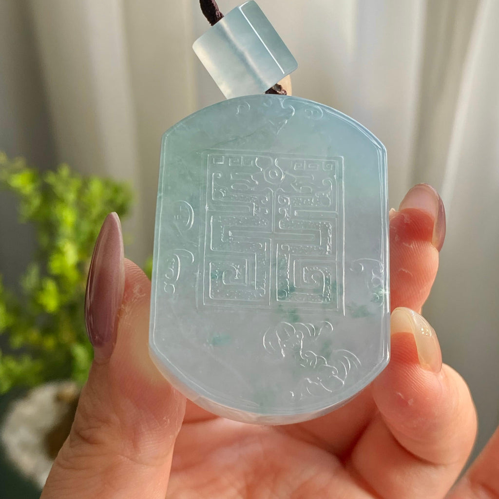 冰种晴底飘花福至天降吊坠（yc199674）