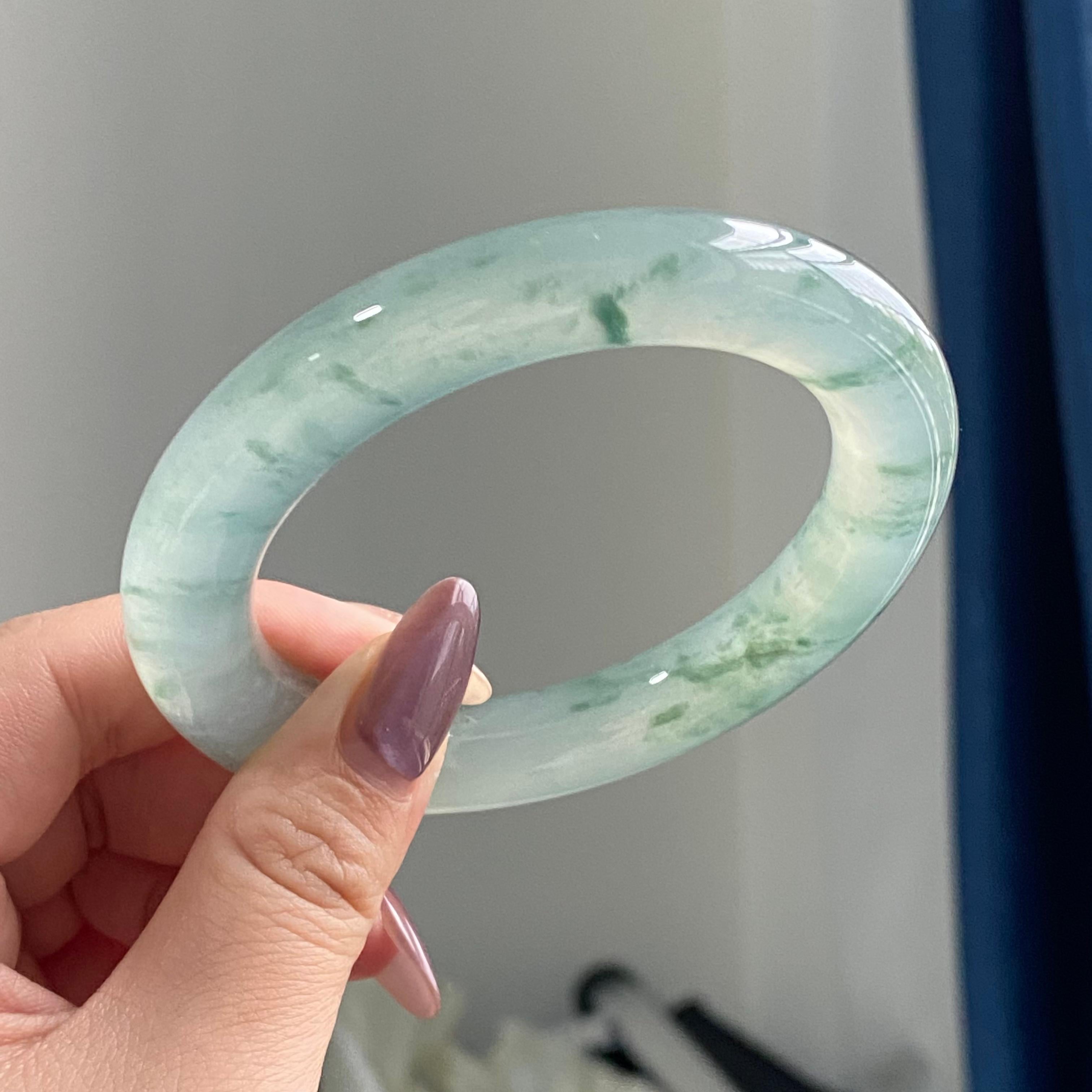 冰种飘花圆条手镯（57圈）（yc195792）