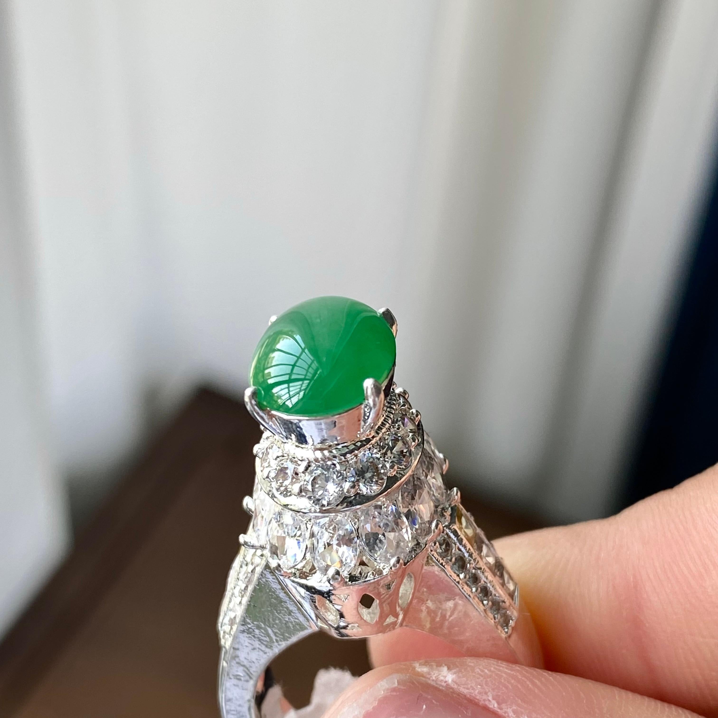 糯冰种满绿蛋面裸石（yc304216）