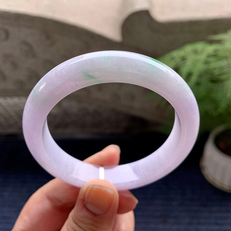 细糯种紫罗兰飘花平安镯（55.4mm）（yc088789）