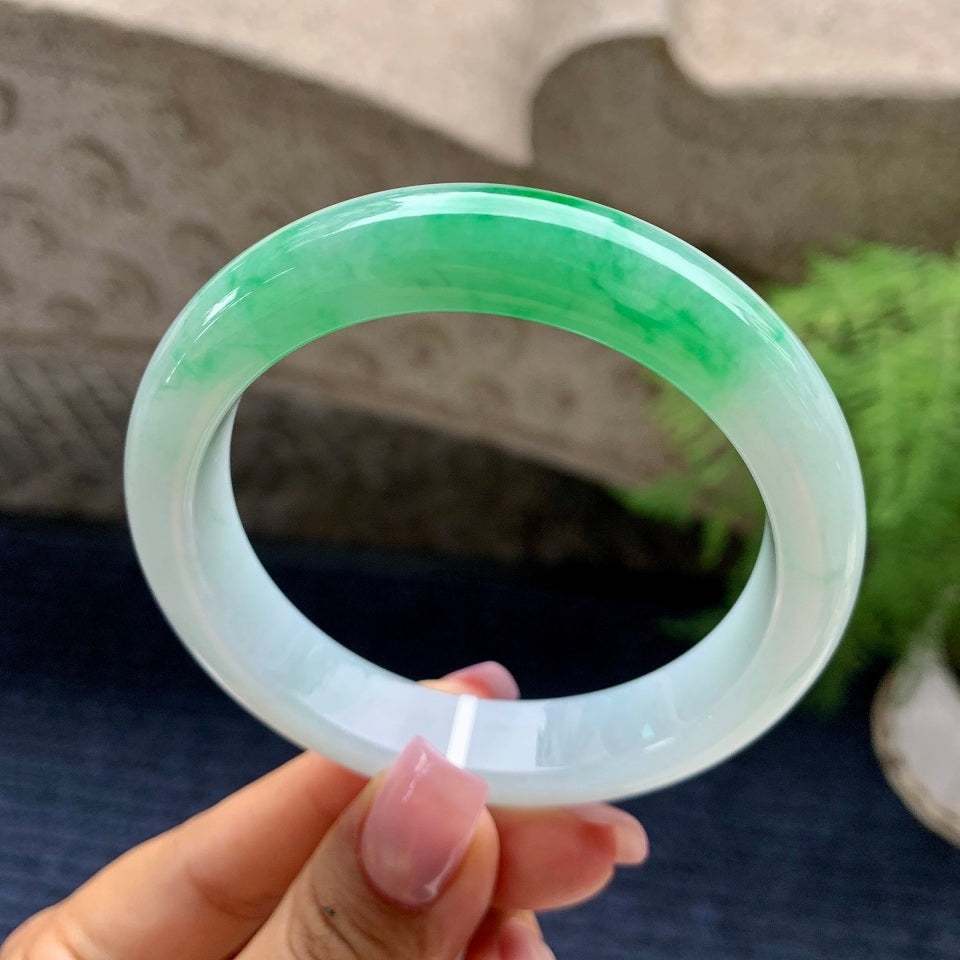 细糯种飘阳绿平安镯（58.4mm）（yc090087）