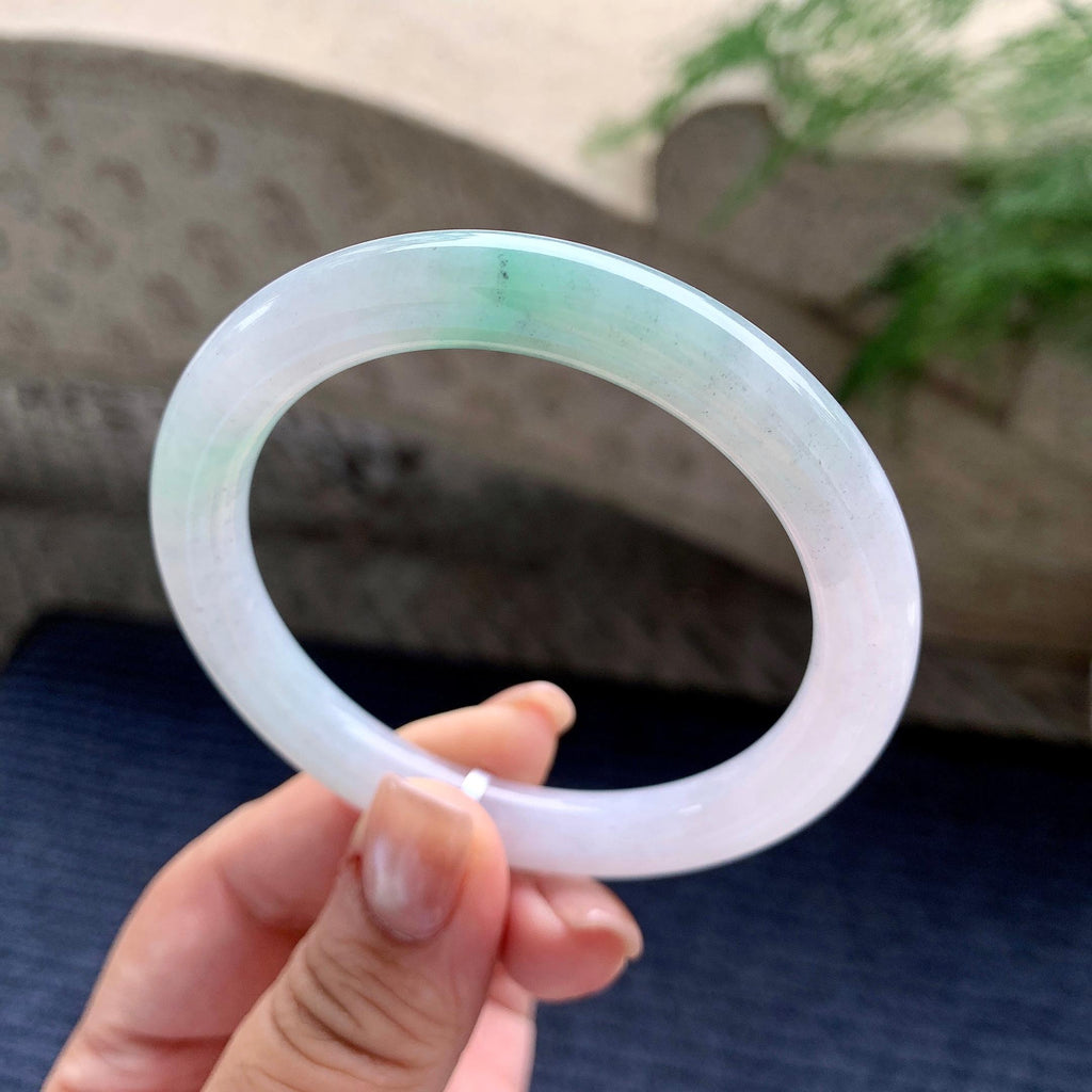 细糯种飘绿花圆条手镯 55圈口（yc711307）