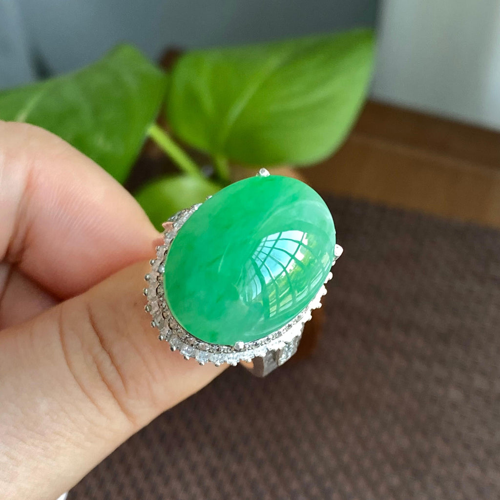 细糯种满绿裸石蛋面（yc282904）