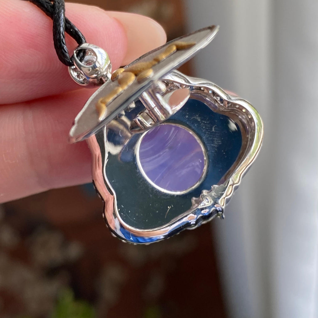 18k金钻镶冰种紫罗兰佛公吊坠（yc235114）