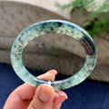 糯冰种飘蓝花圆条手镯 53.3圈口 天然缅甸A货翡翠（yc496405）