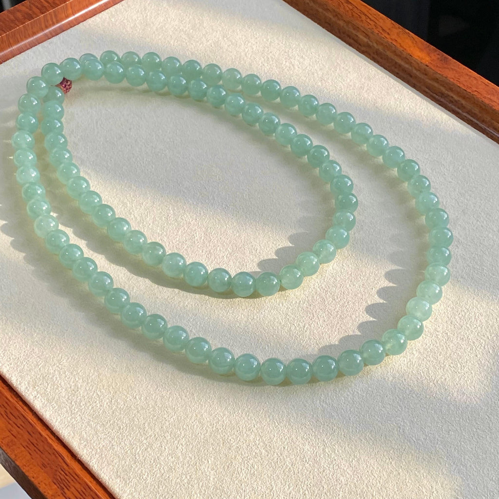 糯冰种晴底珠链（94颗）（yc196187）