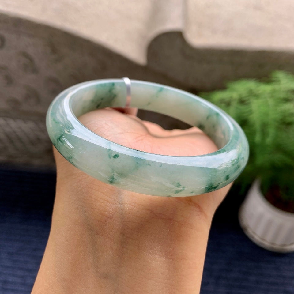 糯冰种飘花平安镯（57.6mm）（yc081145）