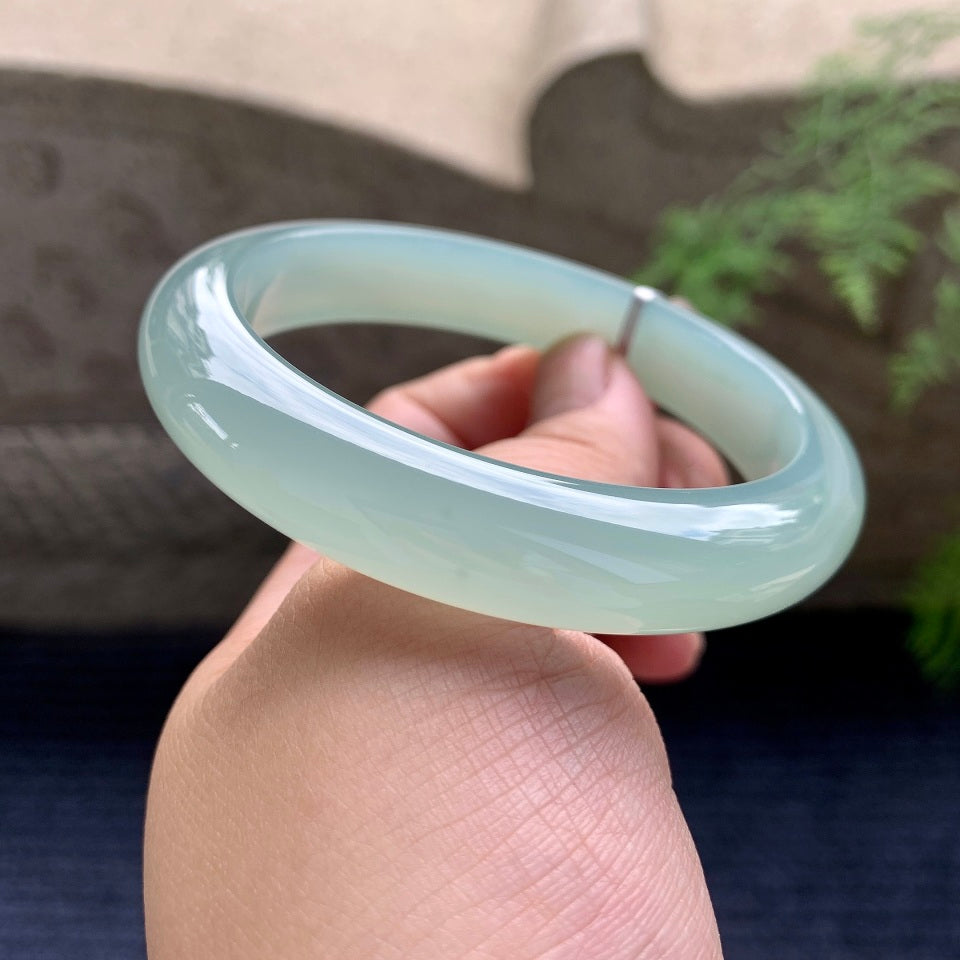 糯冰种蓝晴水平安镯（57.8mm）（yc169984）