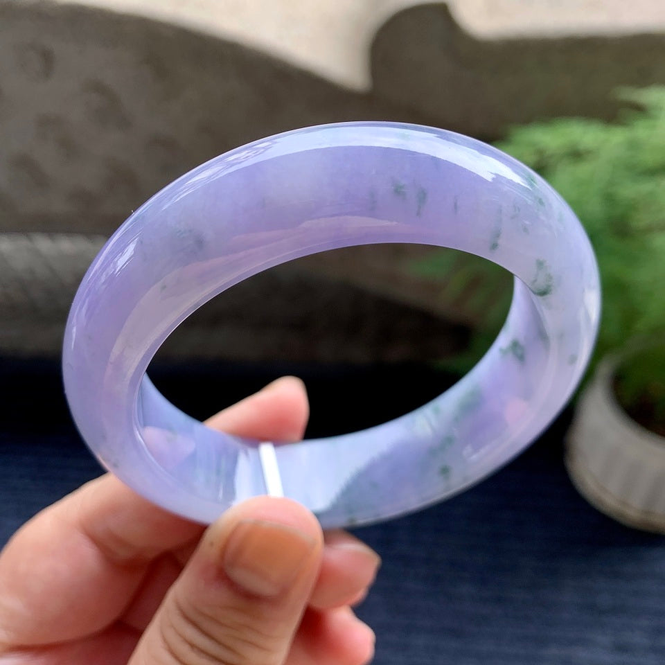 细糯种紫罗兰飘花平安镯（57.2mm）（yc107774）