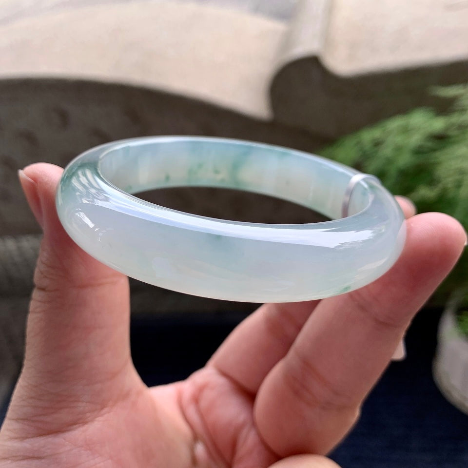 糯冰种飘花平安镯（56.3mm）（yc098130）