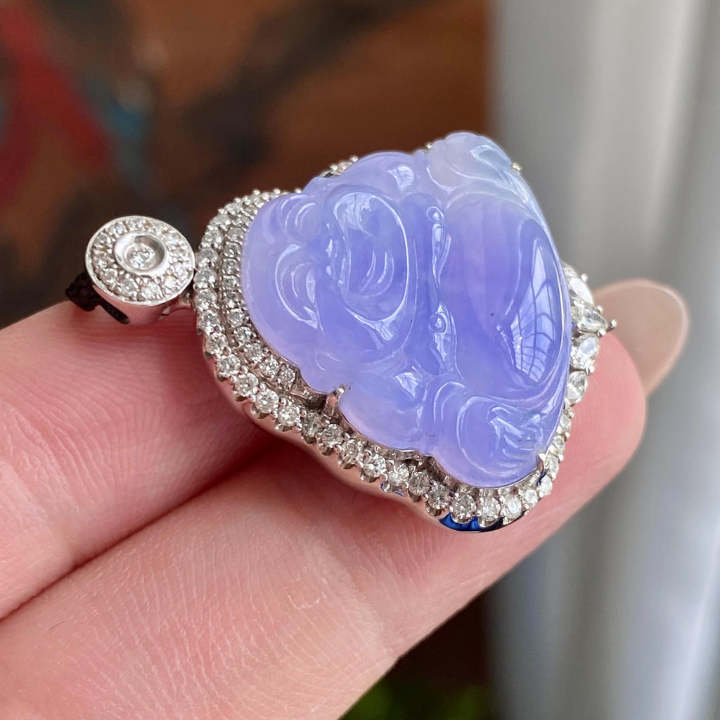 18k金钻镶冰种紫罗兰佛公吊坠（yc235114）