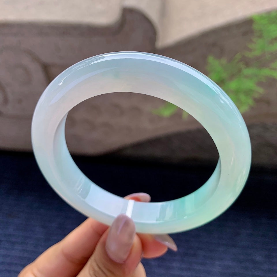 糯冰种晴水飘绿平安镯（60.2mm）（yc165884）