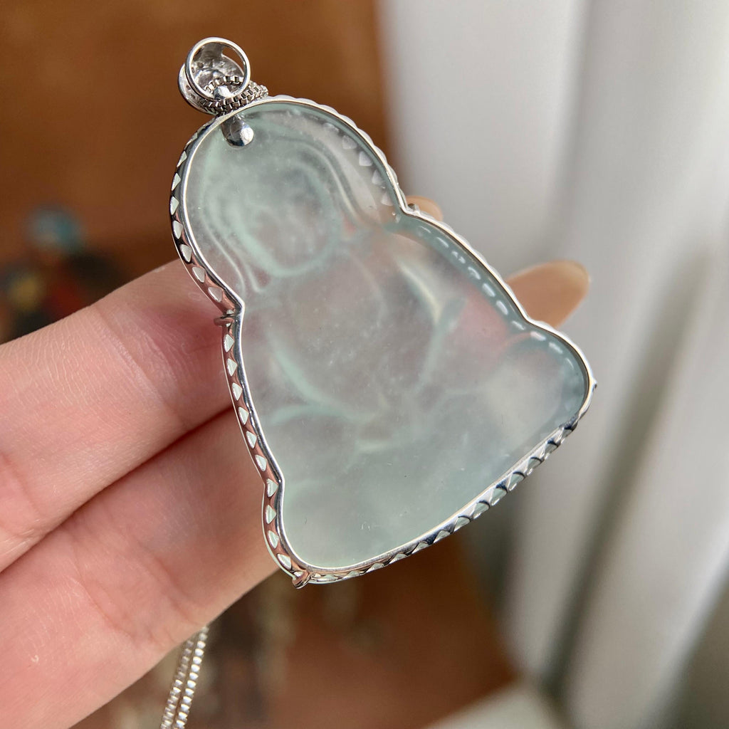 18k金钻镶冰种晴底观音吊坠（yc223931）