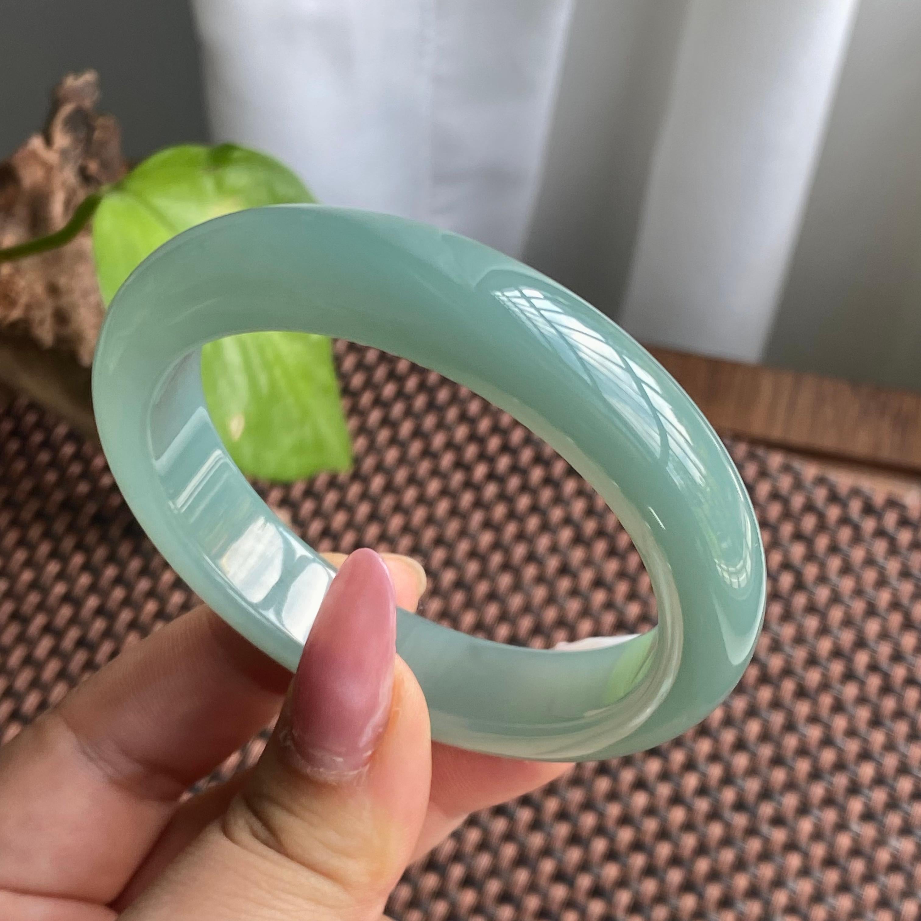 细糯种湖水绿正圈手镯（56）（yc280816）