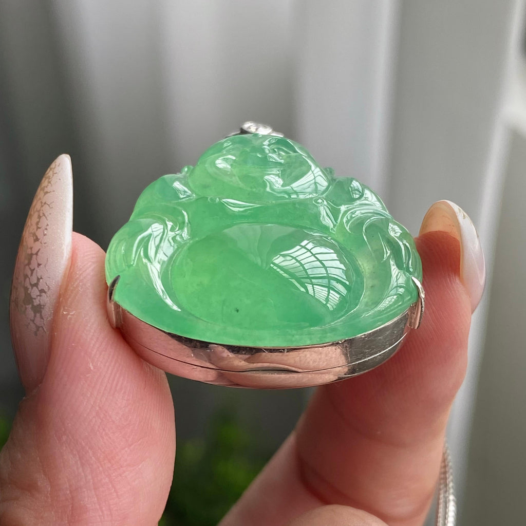 18k金钻镶冰种满绿佛公吊坠（yc206284）