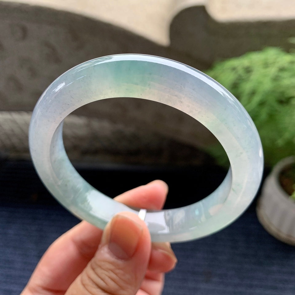 糯冰种飘花平安镯（58.3mm）（yc093391）