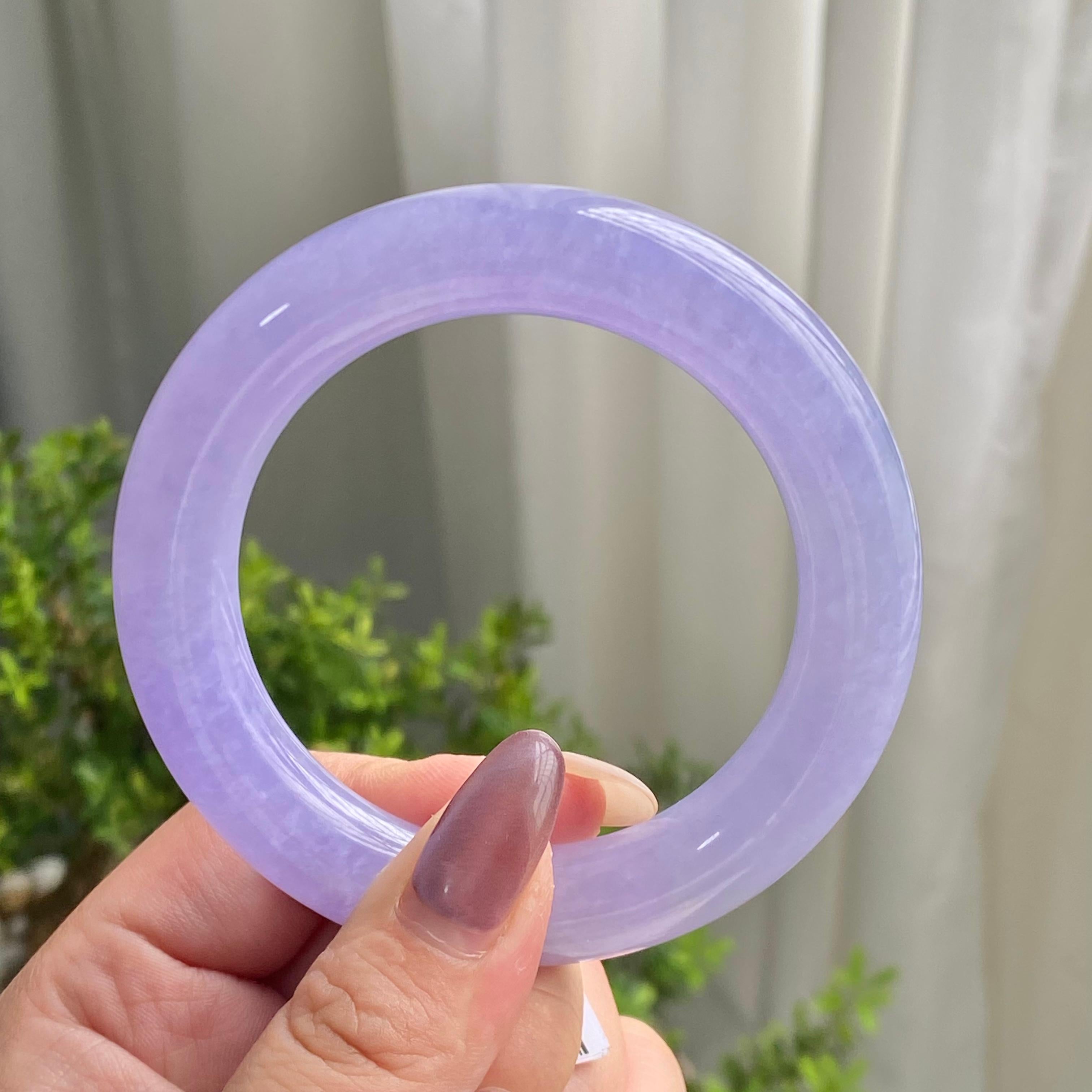 糯冰种紫罗兰圆条手镯（55圈）（yc199711）