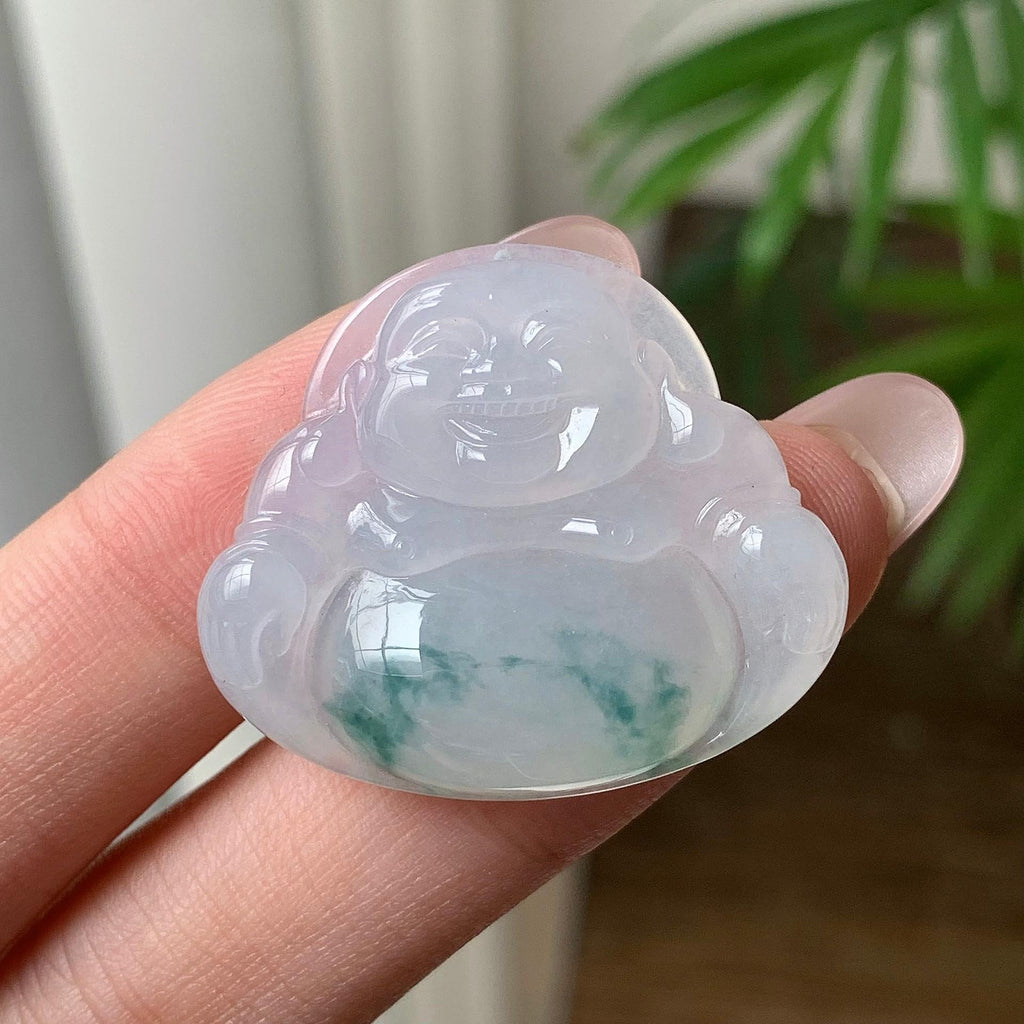 糯冰种飘花佛公吊坠 天然A货缅甸翡翠（yc693108）