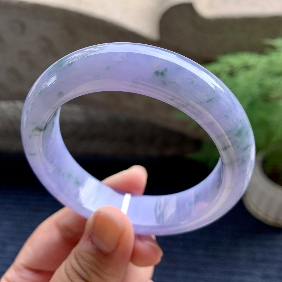 细糯种紫罗兰飘花平安镯（57.2mm）（yc107774）