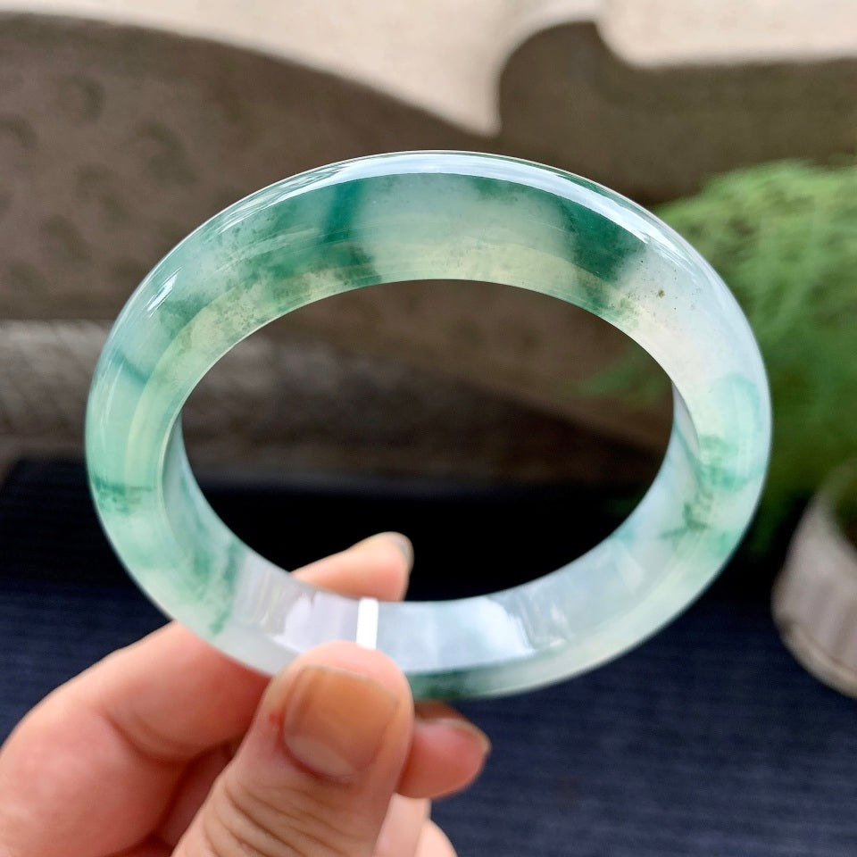 糯冰种飘花平安镯（56.6mm）（yc116152）