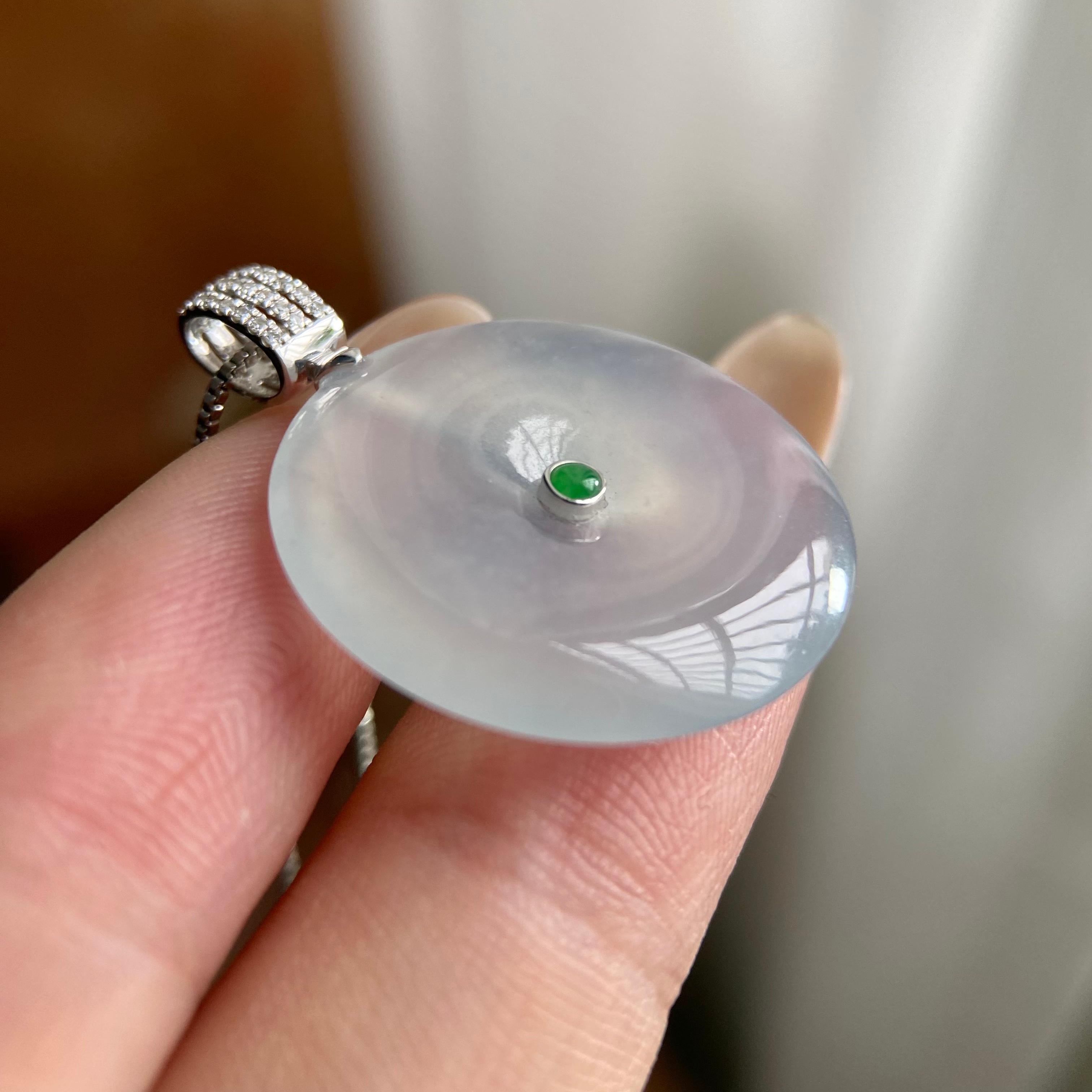 18k金钻镶冰种白月光平安扣吊坠（yc223794）