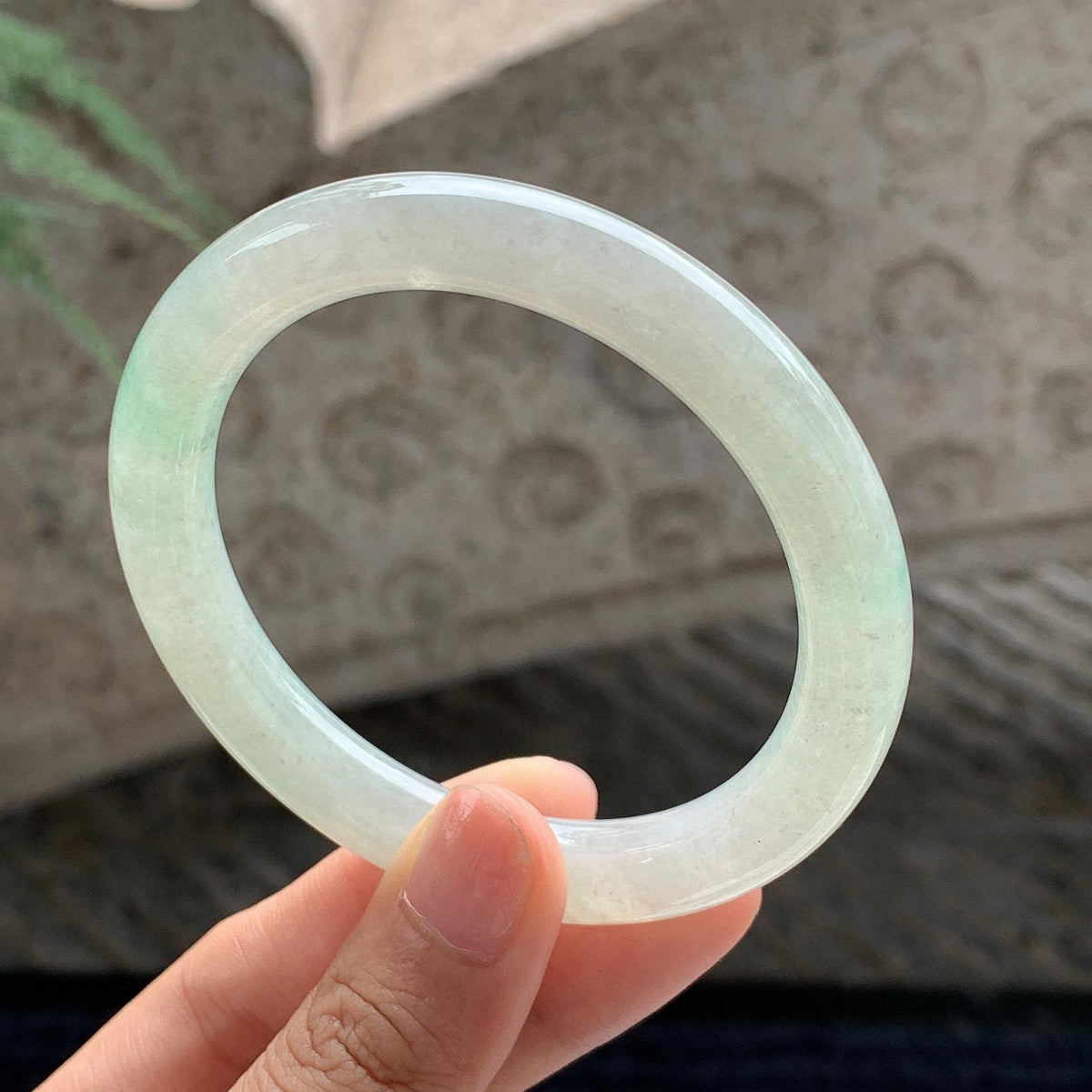 细糯种 飘绿正圈平安镯 55圈 天然缅甸A货翡翠（yc701167）