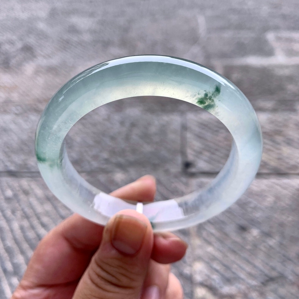 高冰种飘花平安镯（57.6mm）（yc167754）
