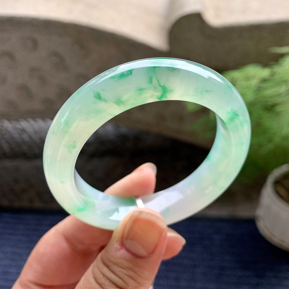 糯冰种飘花平安镯（51.2mm）（yc096244）