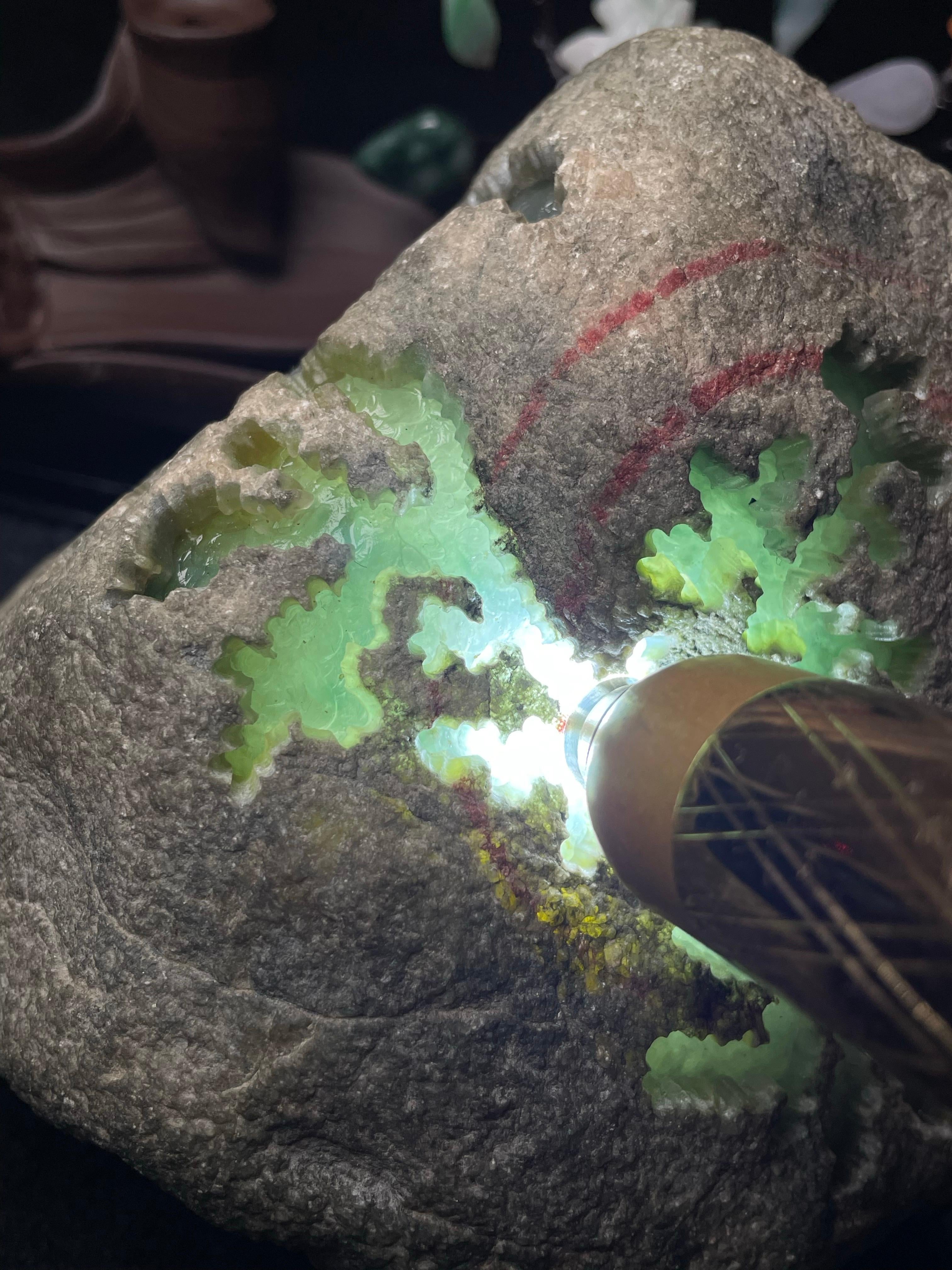 莫西沙开窗飘花飘黄手镯料（yc492386）