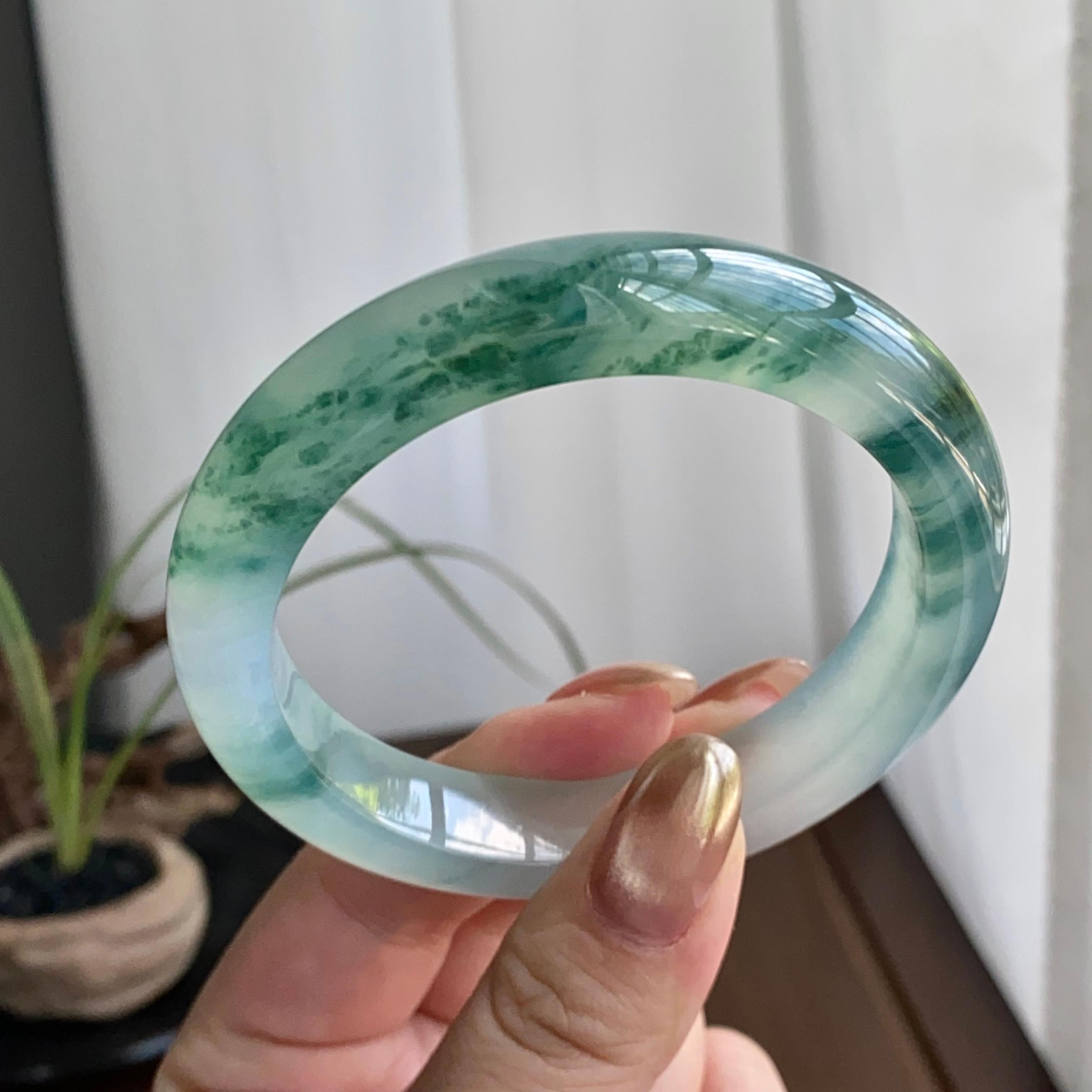 冰种飘花平安镯（57圈）（yc259116）