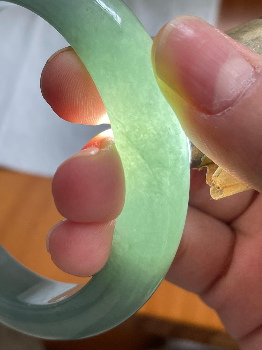 大圈口 细糯种油青正圈平安镯 59圈口 天然缅甸A货翡翠（yc537898）