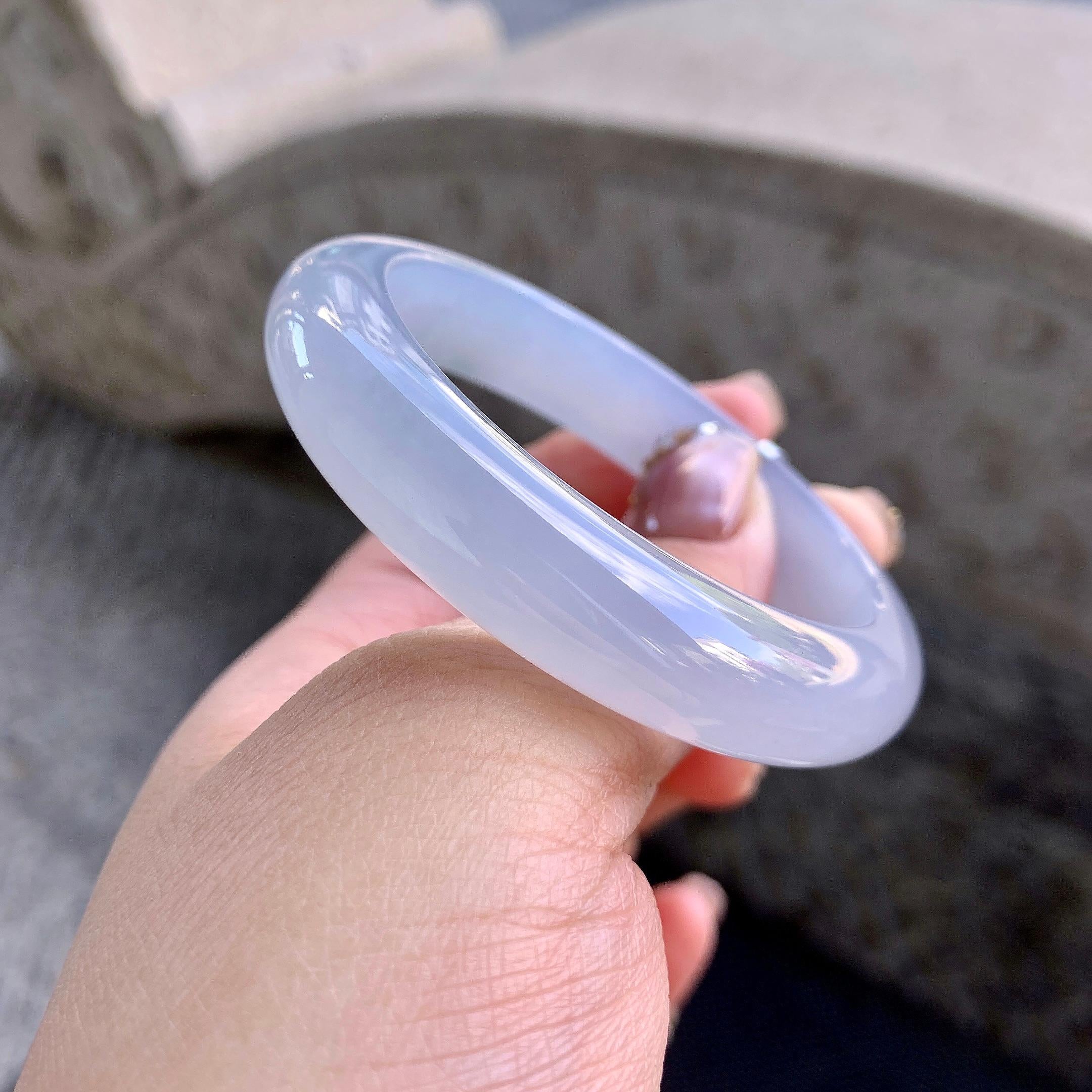 糯冰种淡紫底平安镯（50.2mm）（yc273596）