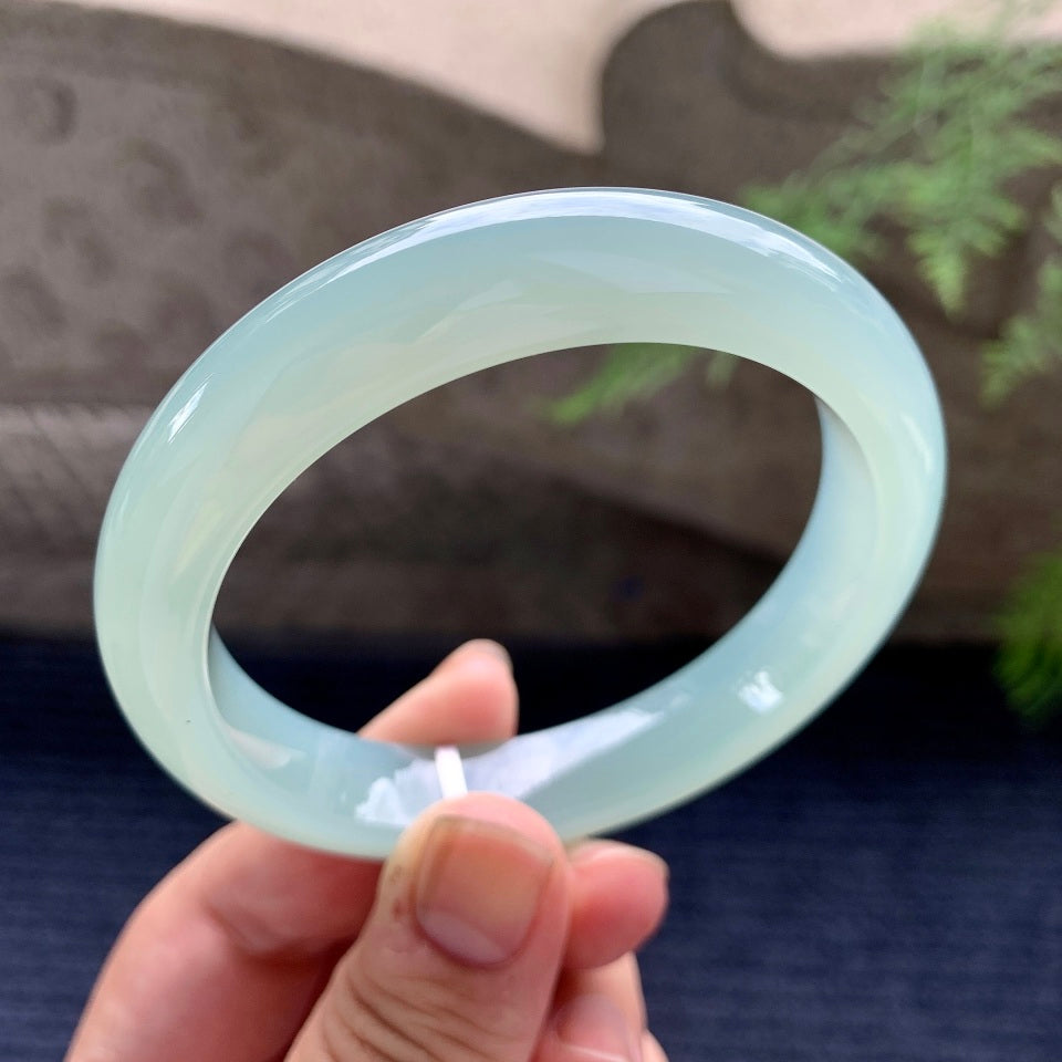 糯冰种蓝晴水平安镯（57.8mm）（yc169984）