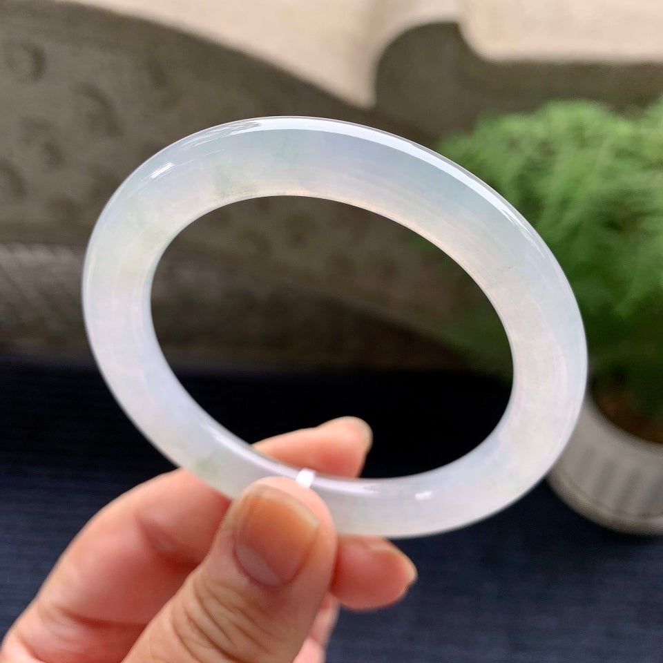 糯冰种无色圆条手镯（52.4mm）（yc082611）