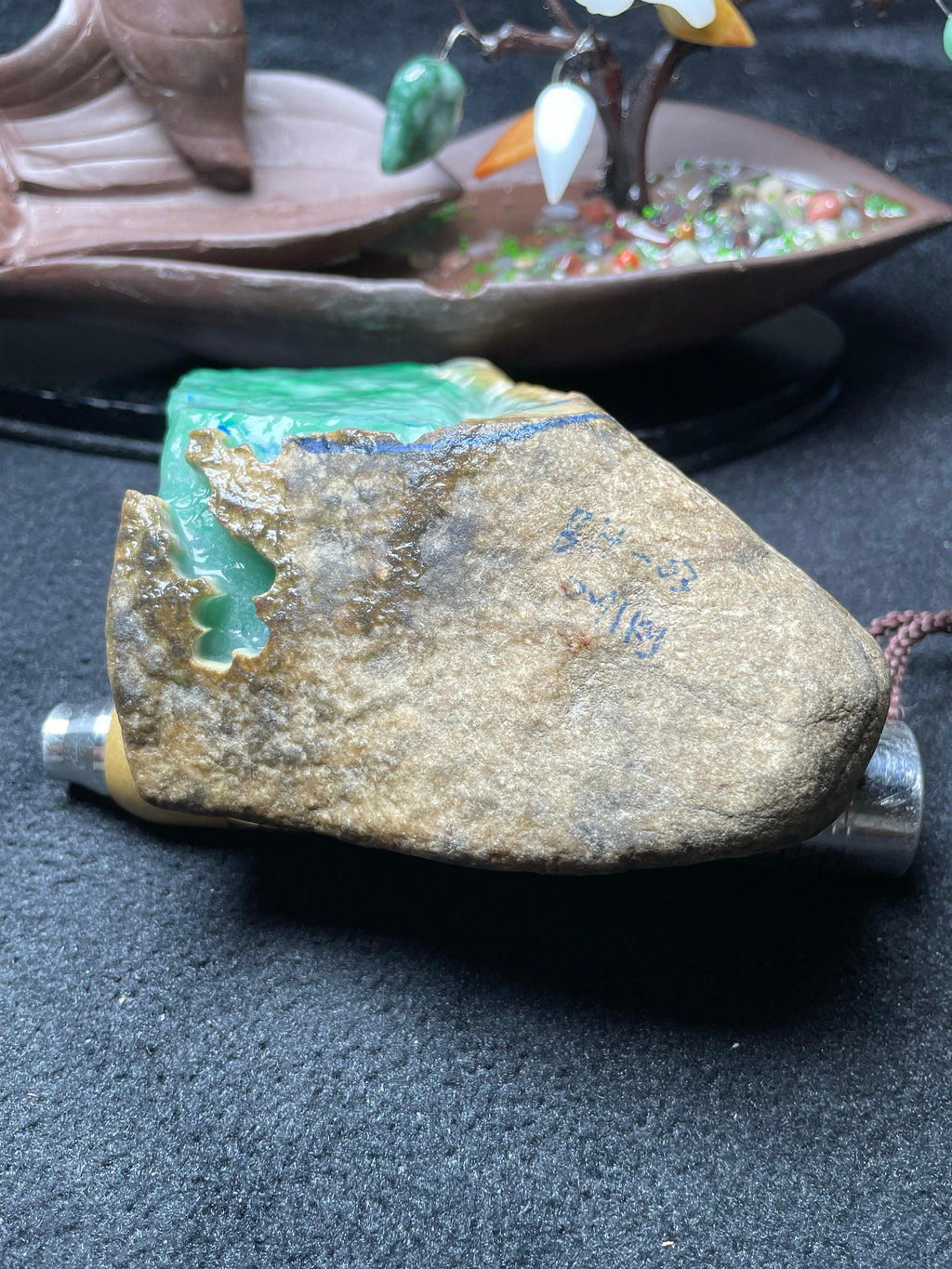 莫西沙开窗白底青手镯料（yc533455）