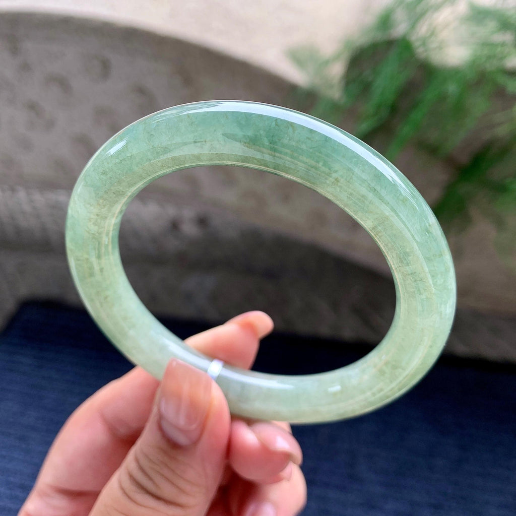 细糯种油青圆条手镯 55.8圈口 （yc537876）