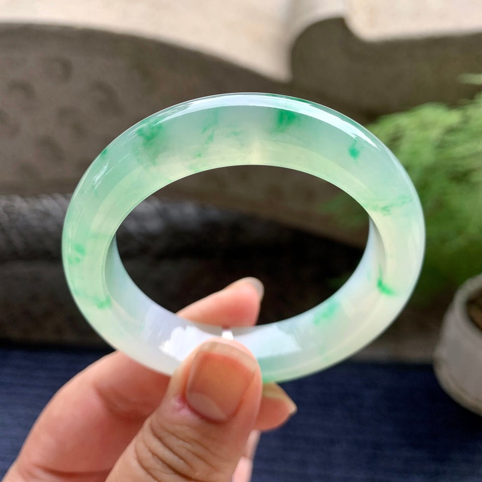 糯冰种飘花平安镯（51.2mm）（yc096244）