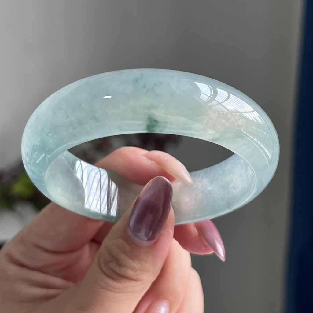 冰种飘花宽版轮胎镯（55圈）（yc197809）